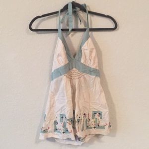 🛸Lithe Anthropologie Embroidered Halter Tank Top